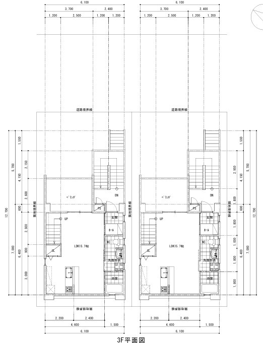 北谷町字宮城　全2区画　1号地の土地図＋建物プラン例|参考プラン3F