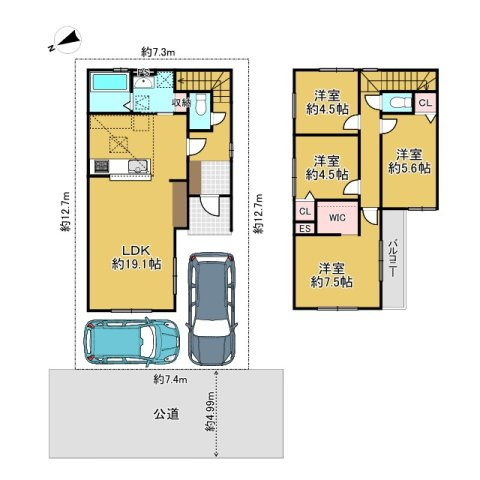 乙訓郡大山崎町大山崎鏡田2期　　の間取り|2026年5月中旬完成予定。駐車２台可、北西向き◎