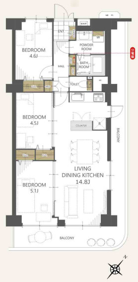 シャルム北越谷Ｂ棟の間取り