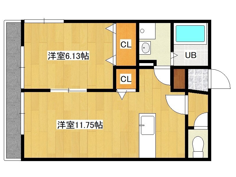 久留米市三潴町西牟田のアパートの間取り