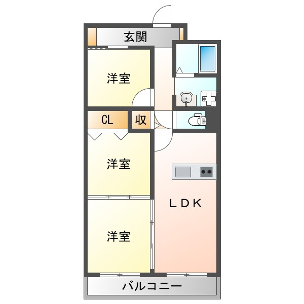 大阪市西淀川区姫里２丁目の賃貸マンションの間取り