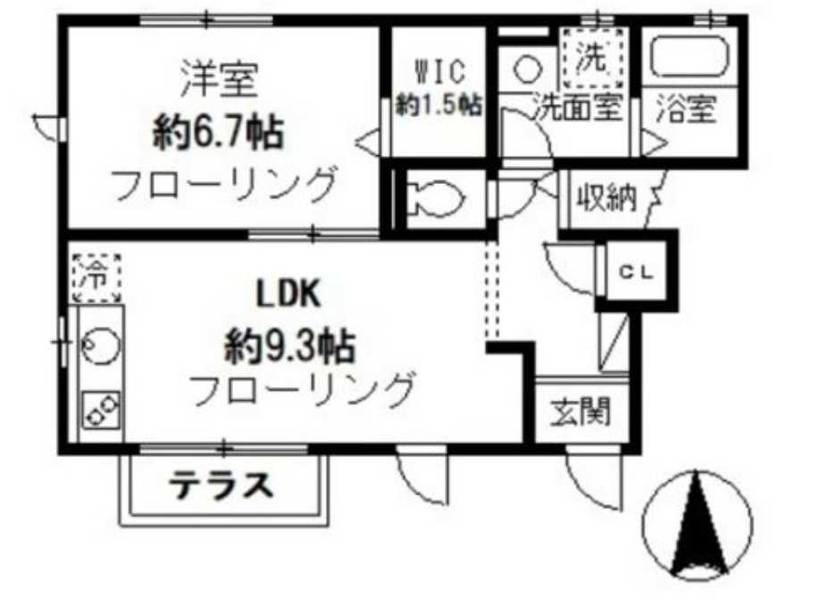ベルカーサ岡本　南向き　角部屋　三井ホーム施工の間取り