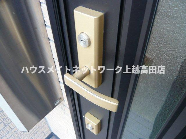 キューブ滝寺Ａのセキュリティ|玄関２ロック（参考同型キューブ滝寺Ｂ室内写真）