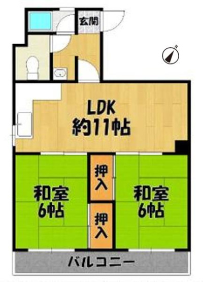 【間取り】 | 湊マンション | 専有面積：49.27平米　間取り:2LDK！
