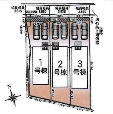 高浜市向山町第5　全3棟・3号棟の区画図