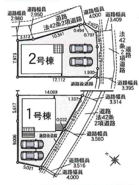岡崎市上地町第7　全2棟・1号棟の区画図|1号棟です。