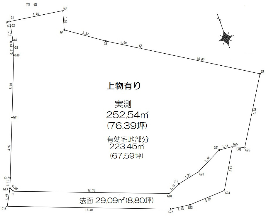 平松戸建ての区画図|測量図（概算）になります。