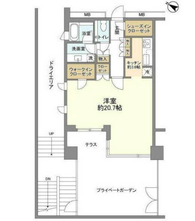 マスタービューレジデンス　プライベートガーデン　楽器相談　ペット相談　礼金０の間取り