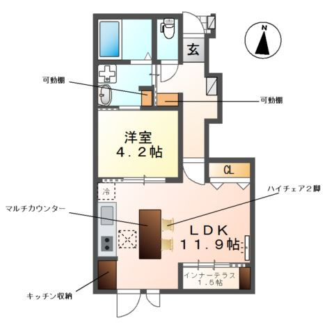 レヴメゾン神山四番館の間取り