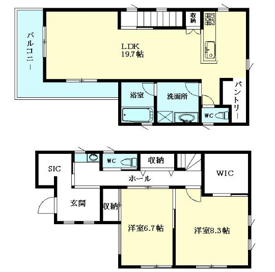 【間取り】 | 朝霞市三原4丁目　中古一戸建住宅　(志木本店) | 2021年10月築の中古一戸建住宅。
室内大変きれいにお使いです。いつでも内覧可能、お気軽にお問い合わせください。