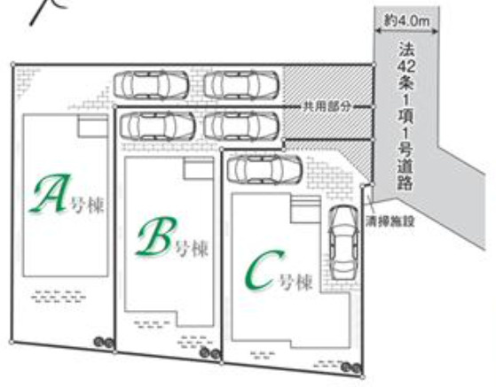 【仲介手数料無料】入間市小谷田２２期全３棟Ａ号棟　入間の新築なら西武ハウジングの区画図
