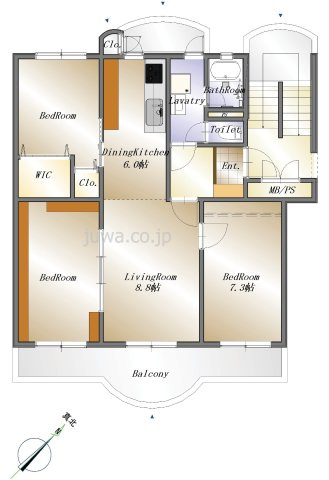 【中古マンション】志木ニュータウン南の森壱番街8号棟の間取り