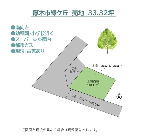 【土地図】 | 幼稚園・保育園・小学校が近く忙しい朝の送迎もラクラク♪　　　
お子さまが遊べる公園が点在する、緑豊かな厚木市エリアに新たに登場◎