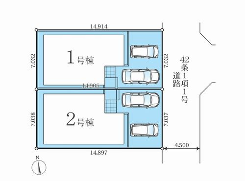 【区画図】 | 【仲介手数料０円】厚木市南町3期　新築一戸建て　全2棟 | 【仲介手数料０円】厚木市南町3期　新築一戸建て　全2棟