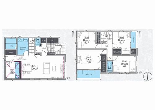 【間取り】 | 【仲介手数料０円】伊勢原市東大竹2期　新築一戸建て | 【仲介手数料０円】伊勢原市東大竹2期　新築一戸建て