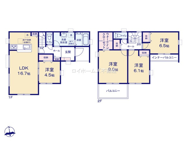 【間取り】 | 一宮市萩原町西御堂字金森7『仲介料無料』新築戸建て | 2号棟