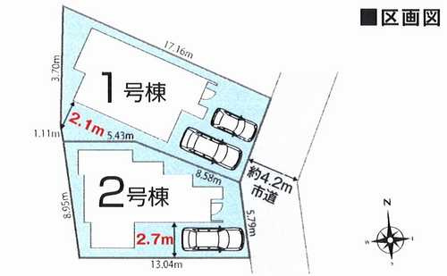 平塚市夕陽ケ丘第1期　新築戸建全2棟　2号棟の区画図