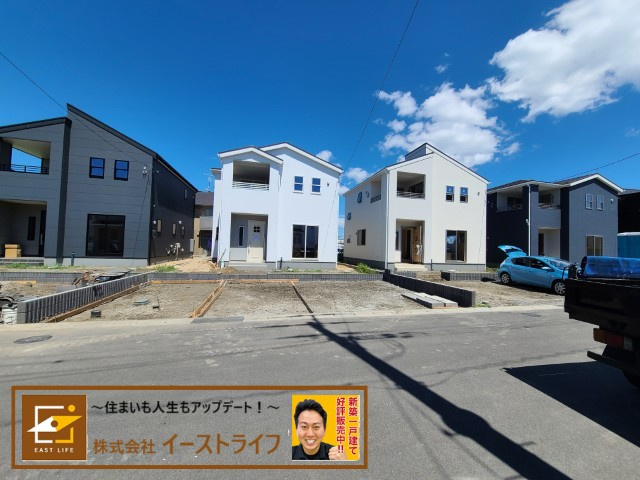 【新築戸建】　いわき市小名浜燈籠原第1 全10棟　長期優良住宅の外観|1,2,3,4号棟の外観写真　いつでもご案内いたします！お気軽にお問い合わせください。（担当：梶田）