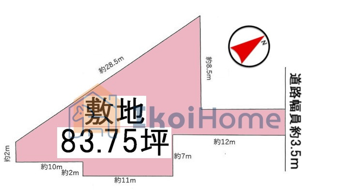 明石市西明石北町2丁目　土地の土地図|●年中無休：当日予約可●敷地約83.75坪！閑静な住宅街で鳥羽小学校区で希少です！
