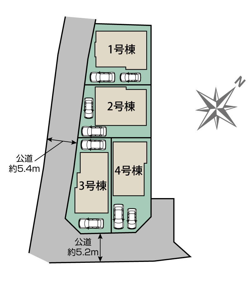 清瀬市下宿新築4棟の区画図
