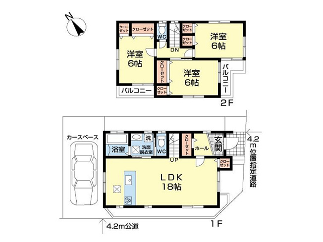 【間取り】 | 朝霞市宮戸3丁目　中古一戸建住宅　(丸井志木店) | 東南角地で陽当たり良好。令和元年完成の3LDKです。LDKは広々18帖、対面キッチン、全居室2面採光、2面バルコニー。便利な玄関収納も付いています。