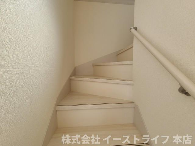 【新築戸建】　いわき市平下平窪第11　全4棟　長期優良住宅の内装|1号棟写真　階段には手すりが付いているので上り下りも安心です。