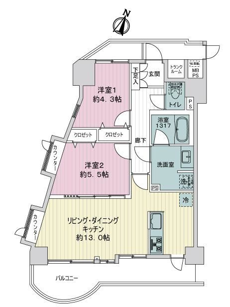 ロワール北千住の間取り|ロワール北千住：南東向き角部屋！全居室収納・窓が付いた２ＬＤＫリノベーション物件は住設備も充実！