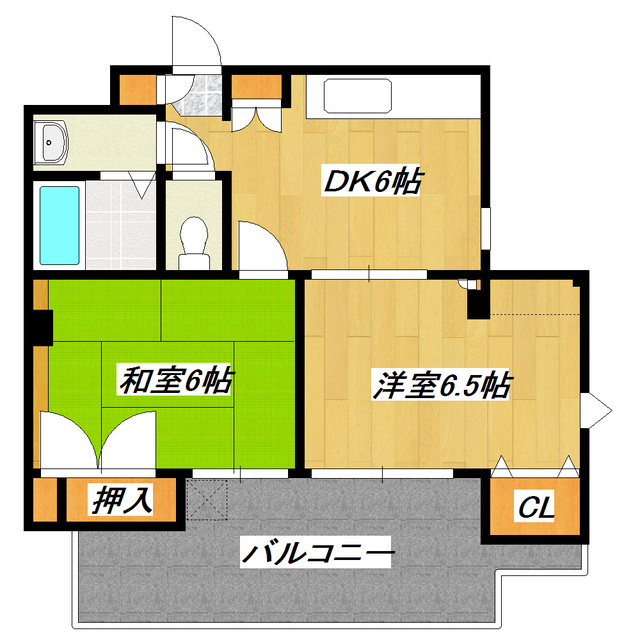 ＮＩＫＯリバーハイムの間取り|振分タイプの２ＤＫ！