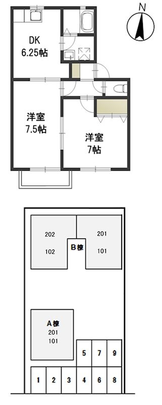 アワーズ新保の間取り