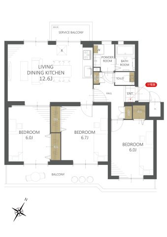 【間取り】西八王子パークハイツ２号棟 