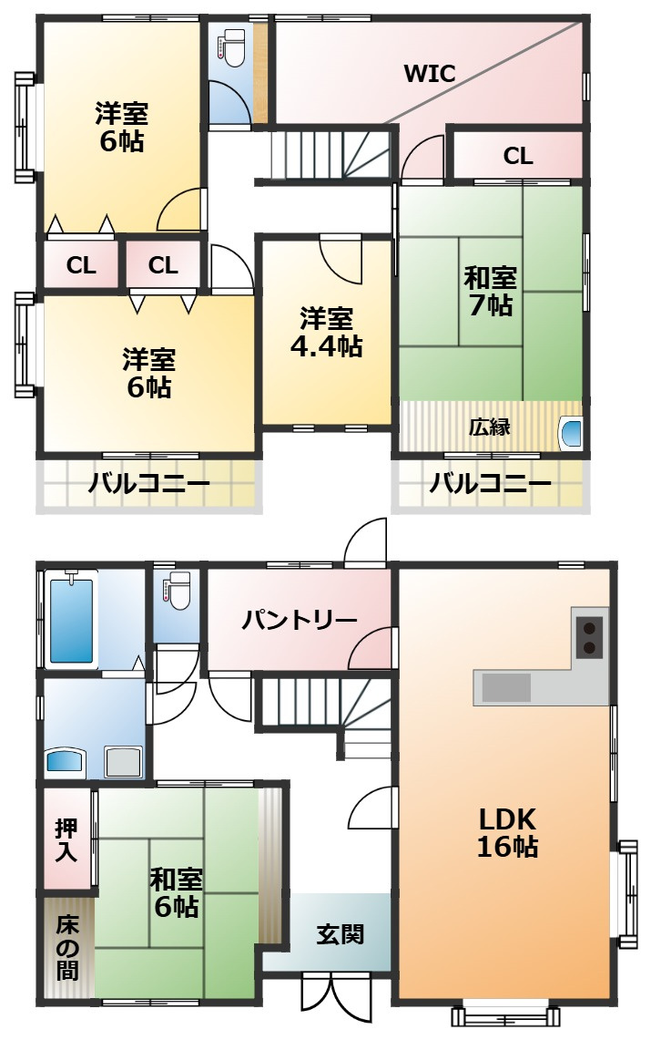 宇都宮市上戸祭町　中古戸建の間取り|南向きで陽当たりの良い間取りです