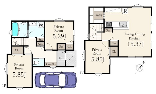 豊島区東池袋2丁目 限定1区画の参考プラン|建物プラン例　建物価格2000万円、建物面積81.71㎡