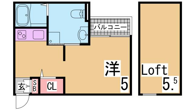 神戸市長田区大塚町５丁目のアパートの間取り
