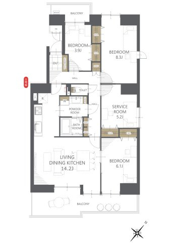 【間取り】パークフィールドみさと５街区１号館 