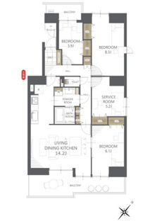 【間取り】パークフィールドみさと５街区１号館 