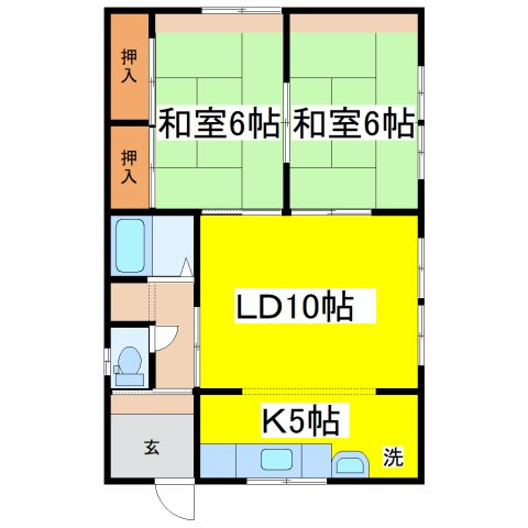鳥取北４－８－１１平屋の間取り