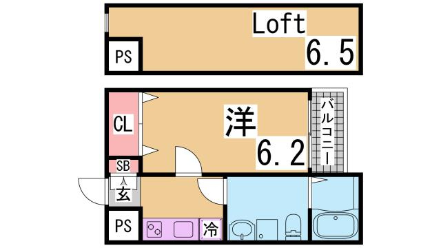 神戸市兵庫区東出町３丁目のアパートの間取り