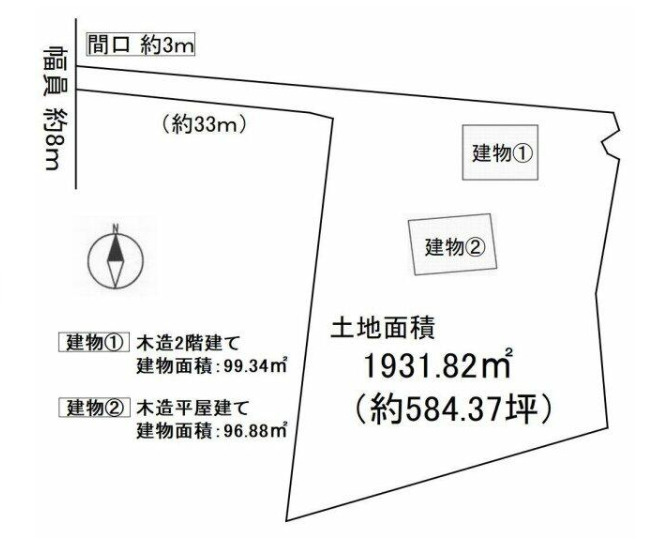 知多郡武豊町 大字冨貴字篭田　戸建の区画図