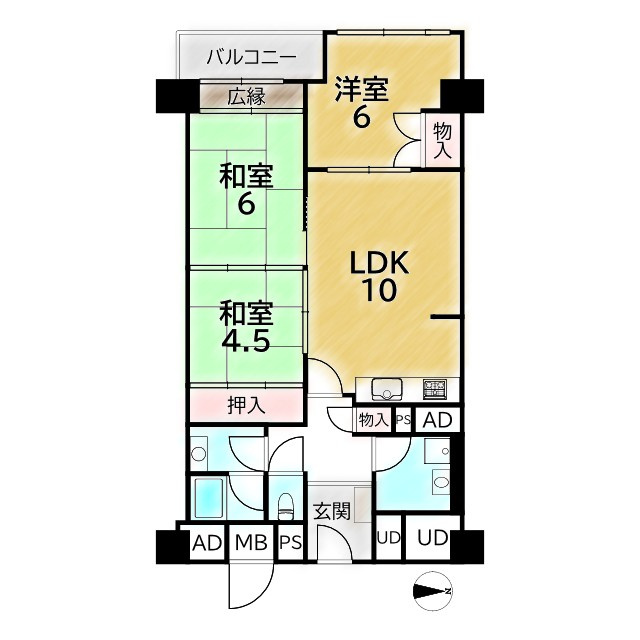 河原町スカイマンションの間取り