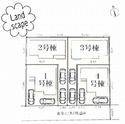 横浜市瀬谷区宮沢2丁目　新築戸建全4棟　1号棟の区画図