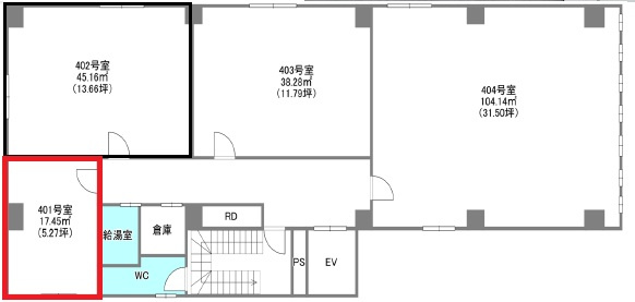 NISHITENMA  GTC  BLDG（旧ビル名：F+BASE  brunoビル）の間取り