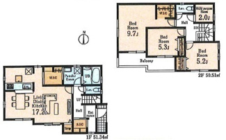 【間取り】 | 川越市下小坂　新築分譲　「川越駅」バス19分　敷地62坪　【名細小学区】