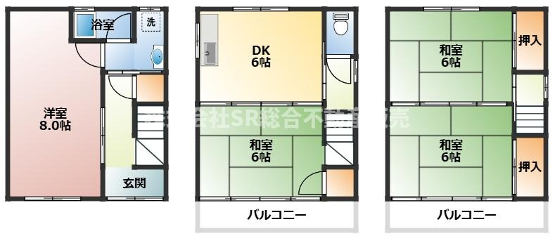 岩田町5丁目中古戸建の間取り|全居室6帖以上と広めの間取りです！ファミリー様にオススメです！