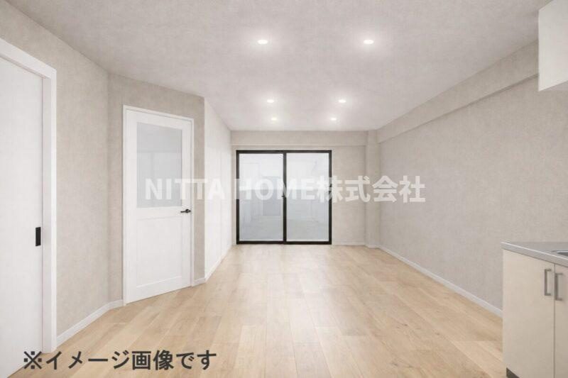 福知山市字堀の賃貸マンションの居間・リビング|１４．２帖のリビングルーム※完成イメージ