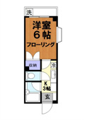 洋室６帖　１Ｋ　出窓付き
