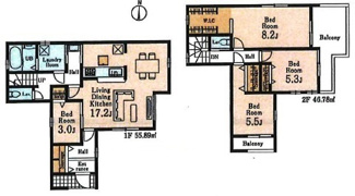 【間取り】 | 川越市下小坂　新築分譲　「川越駅」バス19分　敷地64坪　【名細小学区】