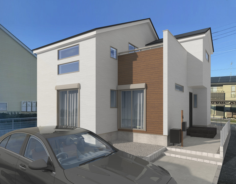 小山市東間々田　新築戸建1の外観パース