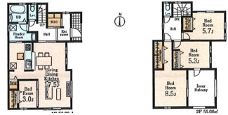 【間取り】 | 川越市下小坂　新築分譲　「川越駅」バス19分　敷地62坪　【名細小学区】