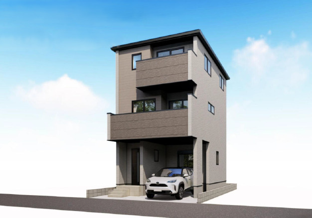 和光市新倉2丁目　始発駅　ZEH水準×車庫付き戸建　限定1棟の外観パース