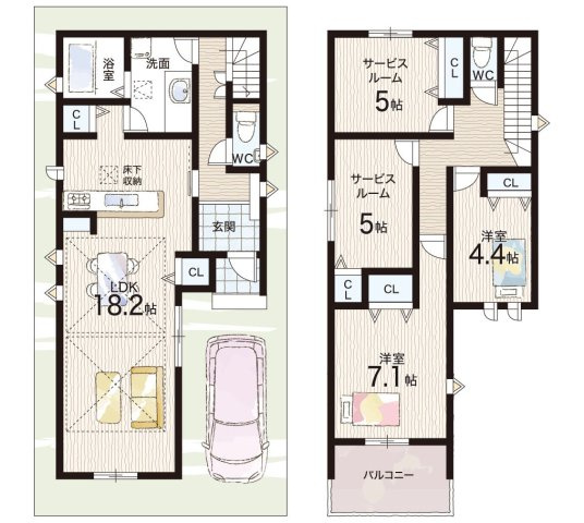尼崎市塚口町　第1期　新築一戸建ての間取り|2号地